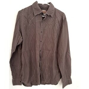 Vintage Red Brand Embroidered Shirt Mens M Brown Button Up‎ Casual India Western